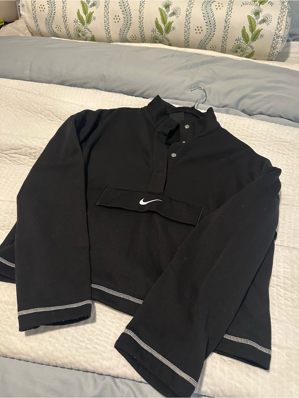 Nike Black Half-Placket Pullover with White Swoosh